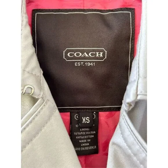 Coach Double Breast Belted Trench Coat Women’s Beige Size XS